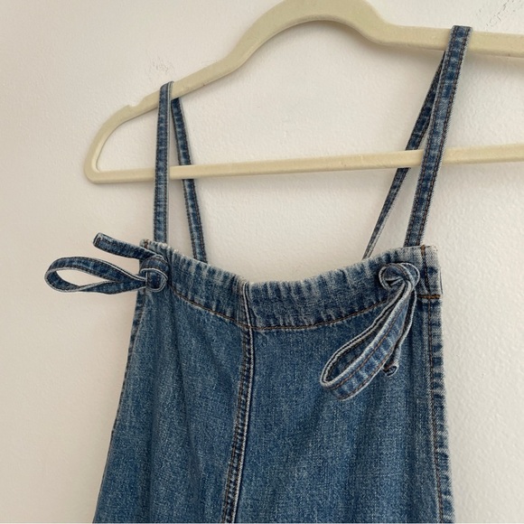 Vintage 90s y2k overalls denim jean straight leg square neck utility cargo small - Picture 7 of 16